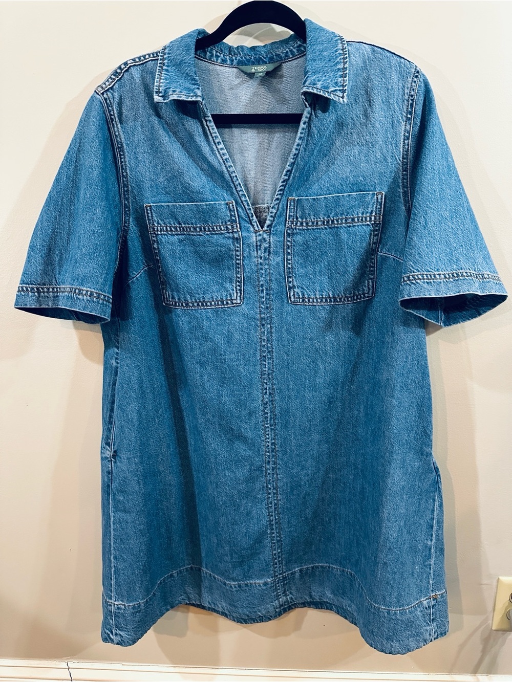 NWT Blue Denim Button-Front Shirt Dress, 0X
